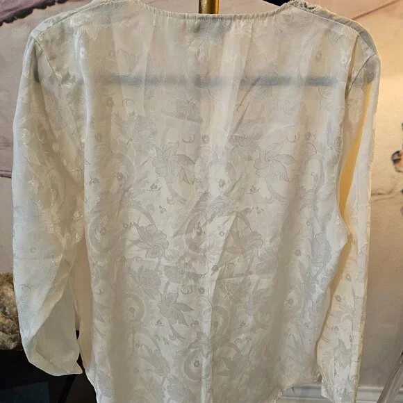 Vintage Victoria's Secret Ivory Pajama Top - Picture 5 of 6